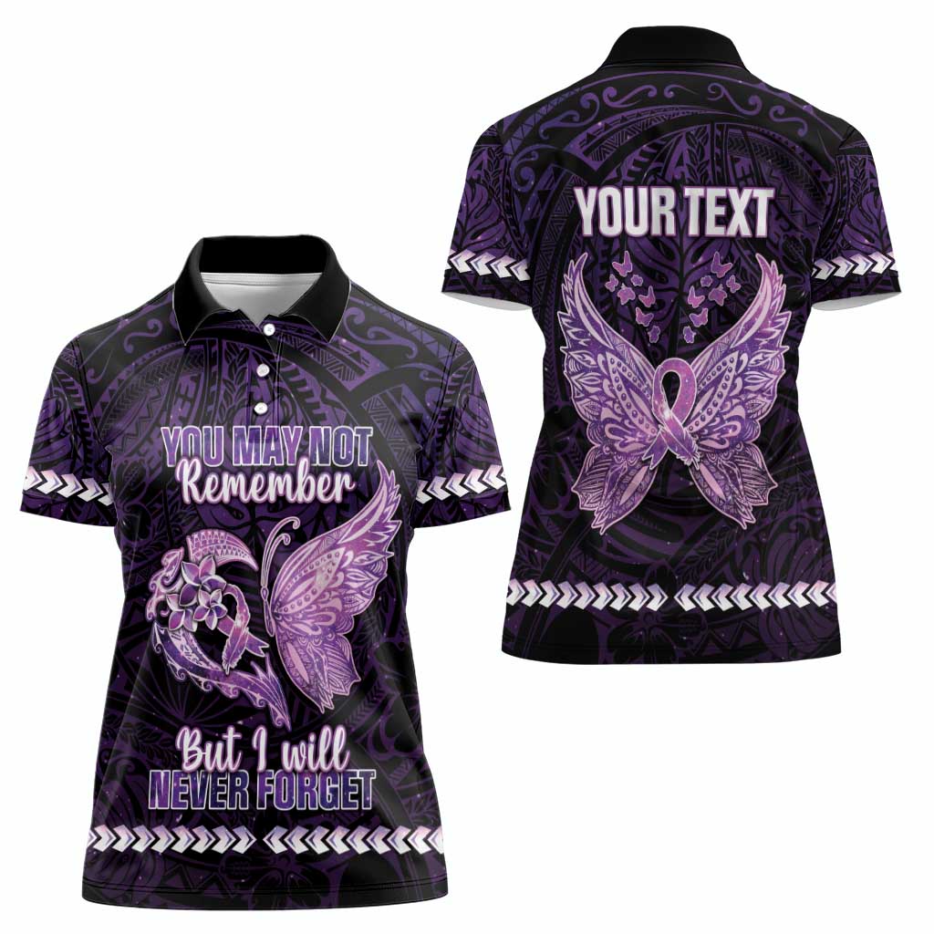 Personalised Alzheimer's Awareness Women Polo Shirt You May Not Remember But I Will Never Forget