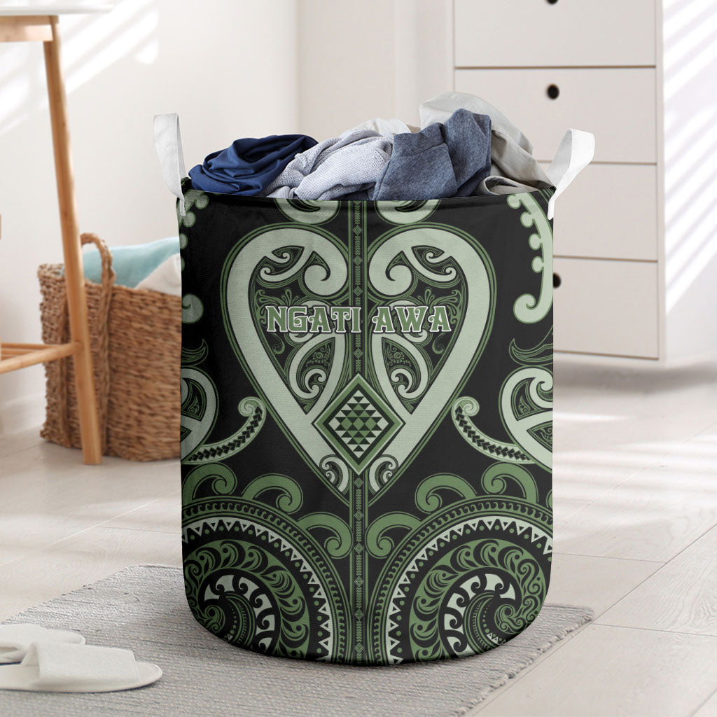 Aotearoa Ngati Awa Laundry Basket Maori Tribal Pattern LT05 Green - Polynesian Pride