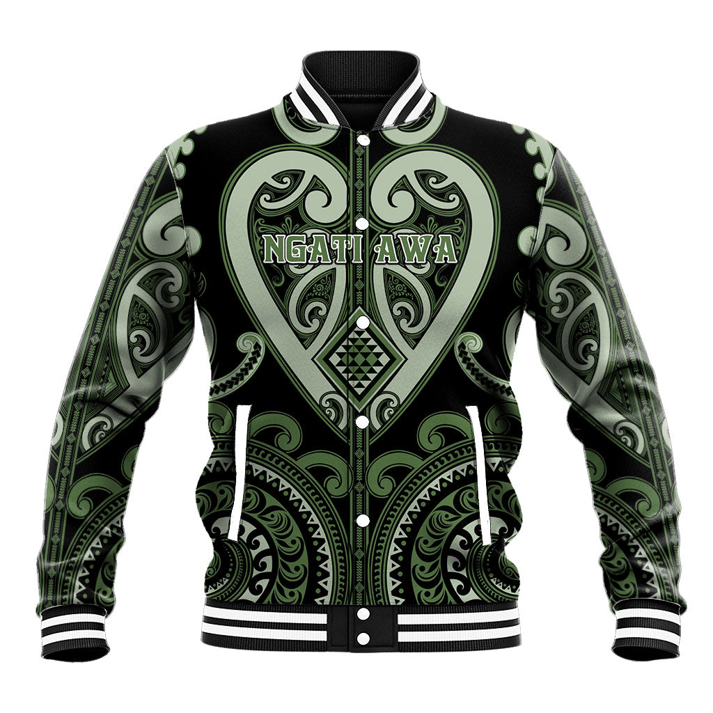 Custom Aotearoa Ngati Awa Baseball Jacket Maori Tribal Pattern LT05 Unisex Green - Polynesian Pride
