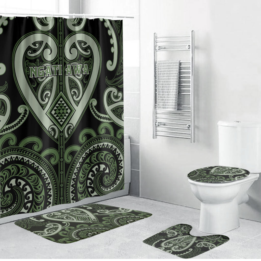 Aotearoa Ngati Awa Bathroom Set Maori Tribal Pattern LT05 Bathroom Set (4 pcs) Green - Polynesian Pride