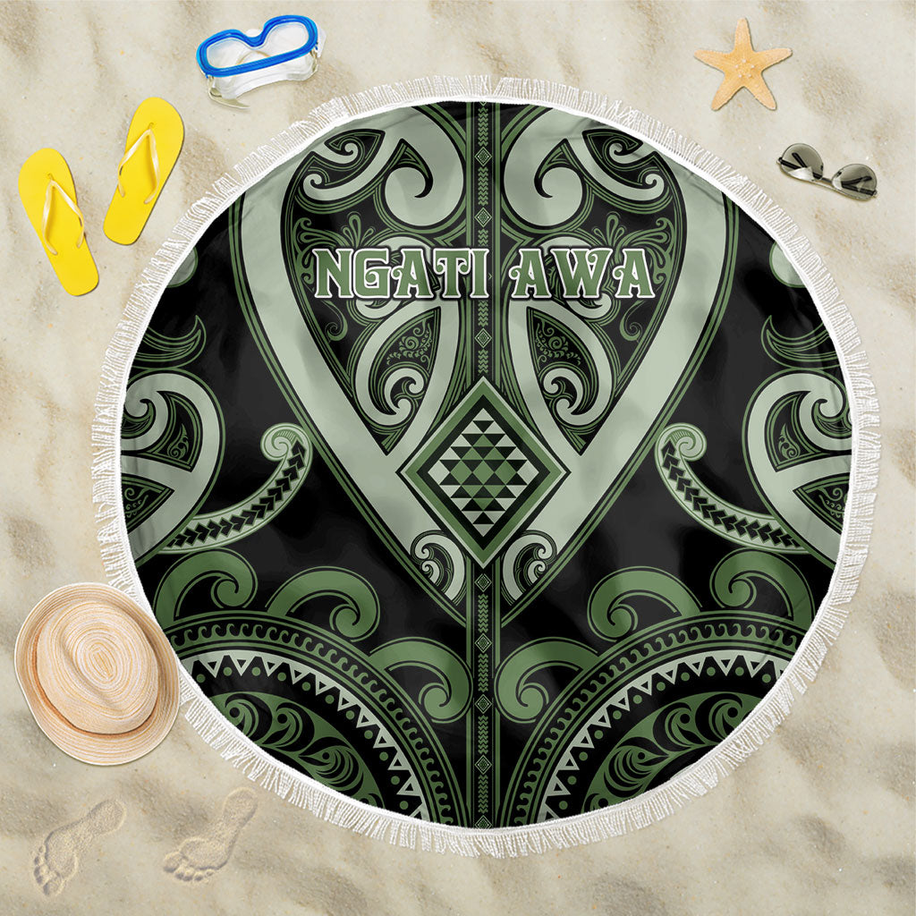 Aotearoa Ngati Awa Beach Blanket Maori Tribal Pattern LT05 One Size 150cm Green - Polynesian Pride