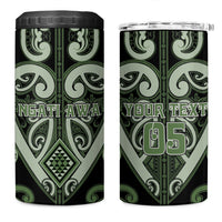 Custom Aotearoa Ngati Awa 4 in 1 Can Cooler Tumbler Maori Tribal Pattern LT05 One Size: 16 oz Green - Polynesian Pride