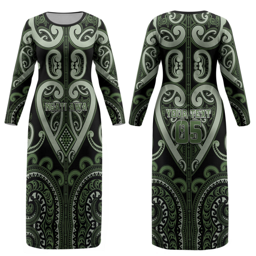 Custom Aotearoa Ngati Awa Couples Matching Long Sleeve Bodycon Dress and Hawaiian Shirt Maori Tribal Pattern LT05 - Polynesian Pride