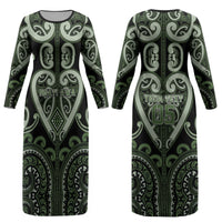 Custom Aotearoa Ngati Awa Couples Matching Long Sleeve Bodycon Dress and Hawaiian Shirt Maori Tribal Pattern LT05 - Polynesian Pride