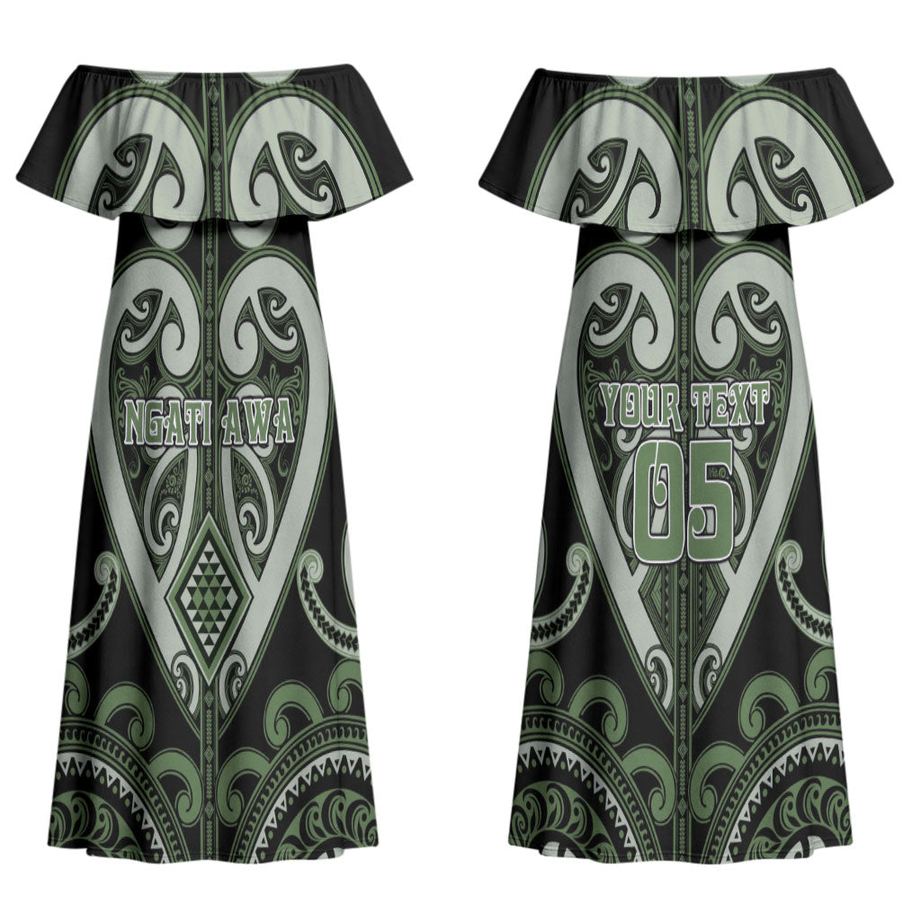 Custom Aotearoa Ngati Awa Couples Matching Off Shoulder Maxi Dress and Hawaiian Shirt Maori Tribal Pattern LT05 - Polynesian Pride