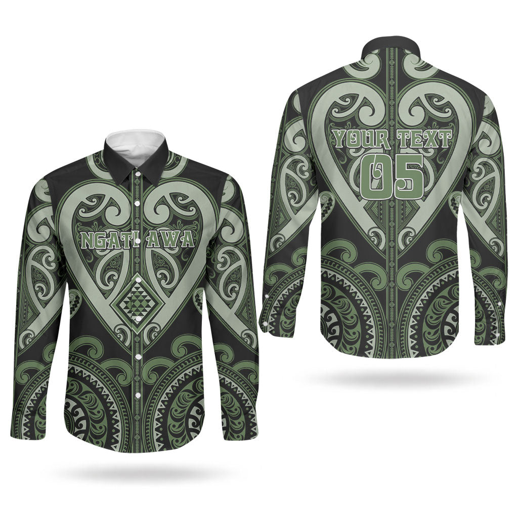 Custom Aotearoa Ngati Awa Couples Matching Puletasi and Long Sleeve Button Shirt Maori Tribal Pattern LT05 - Polynesian Pride