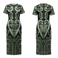 Custom Aotearoa Ngati Awa Couples Matching Short Sleeve Bodycon Dress and Hawaiian Shirt Maori Tribal Pattern LT05 - Polynesian Pride