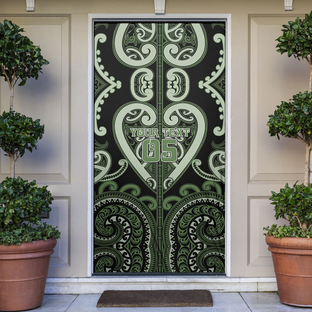 Custom Aotearoa Ngati Awa Door Cover Maori Tribal Pattern LT05 Green - Polynesian Pride