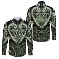 Custom Aotearoa Ngati Awa Family Matching Long Sleeve Bodycon Dress and Hawaiian Shirt Maori Tribal Pattern LT05 Dad's Shirt - Long Sleeve Green - Polynesian Pride