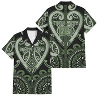 Custom Aotearoa Ngati Awa Family Matching Off The Shoulder Long Sleeve Dress and Hawaiian Shirt Maori Tribal Pattern LT05 Dad's Shirt - Short Sleeve Green - Polynesian Pride