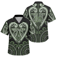 Custom Aotearoa Ngati Awa Family Matching Off The Shoulder Long Sleeve Dress and Hawaiian Shirt Maori Tribal Pattern LT05 Son's Shirt Green - Polynesian Pride