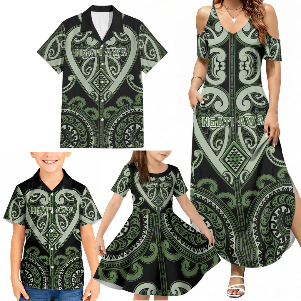 Custom Aotearoa Ngati Awa Family Matching Summer Maxi Dress and Hawaiian Shirt Maori Tribal Pattern LT05 - Polynesian Pride