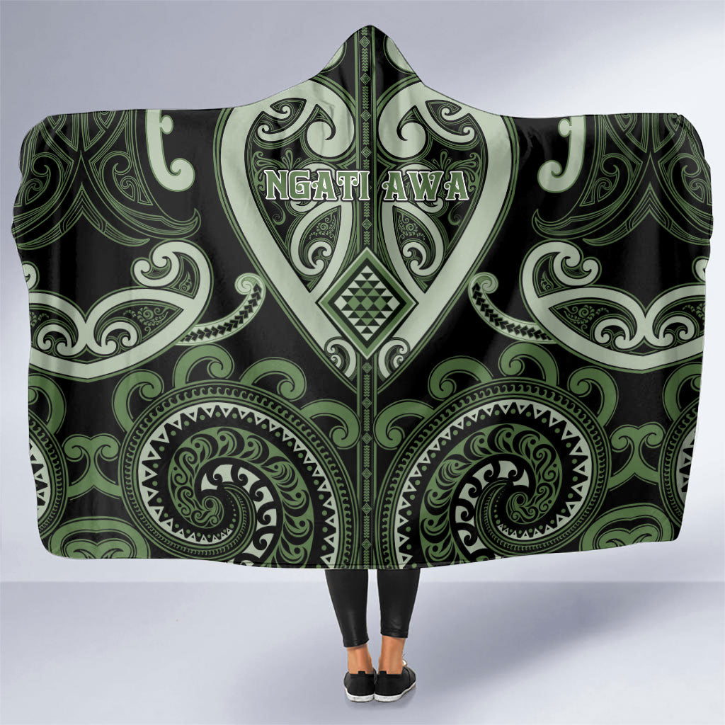 Aotearoa Ngati Awa Hooded Blanket Maori Tribal Pattern LT05 One Size Green - Polynesian Pride