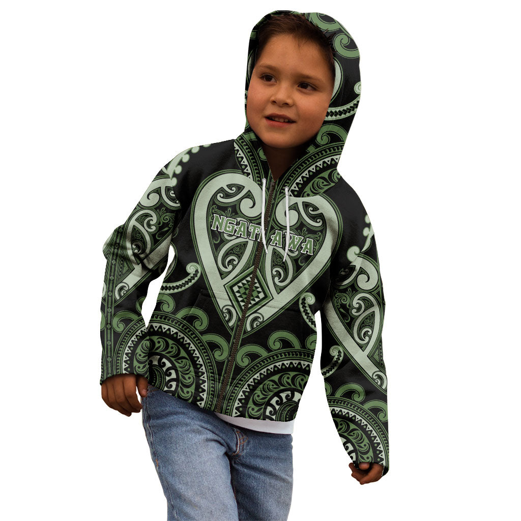 Custom Aotearoa Ngati Awa Kid Hoodie Maori Tribal Pattern LT05 - Polynesian Pride