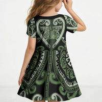 Custom Aotearoa Ngati Awa Kid Short Sleeve Dress Maori Tribal Pattern LT05 - Polynesian Pride