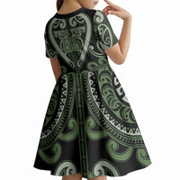 Custom Aotearoa Ngati Awa Kid Short Sleeve Dress Maori Tribal Pattern LT05 - Polynesian Pride