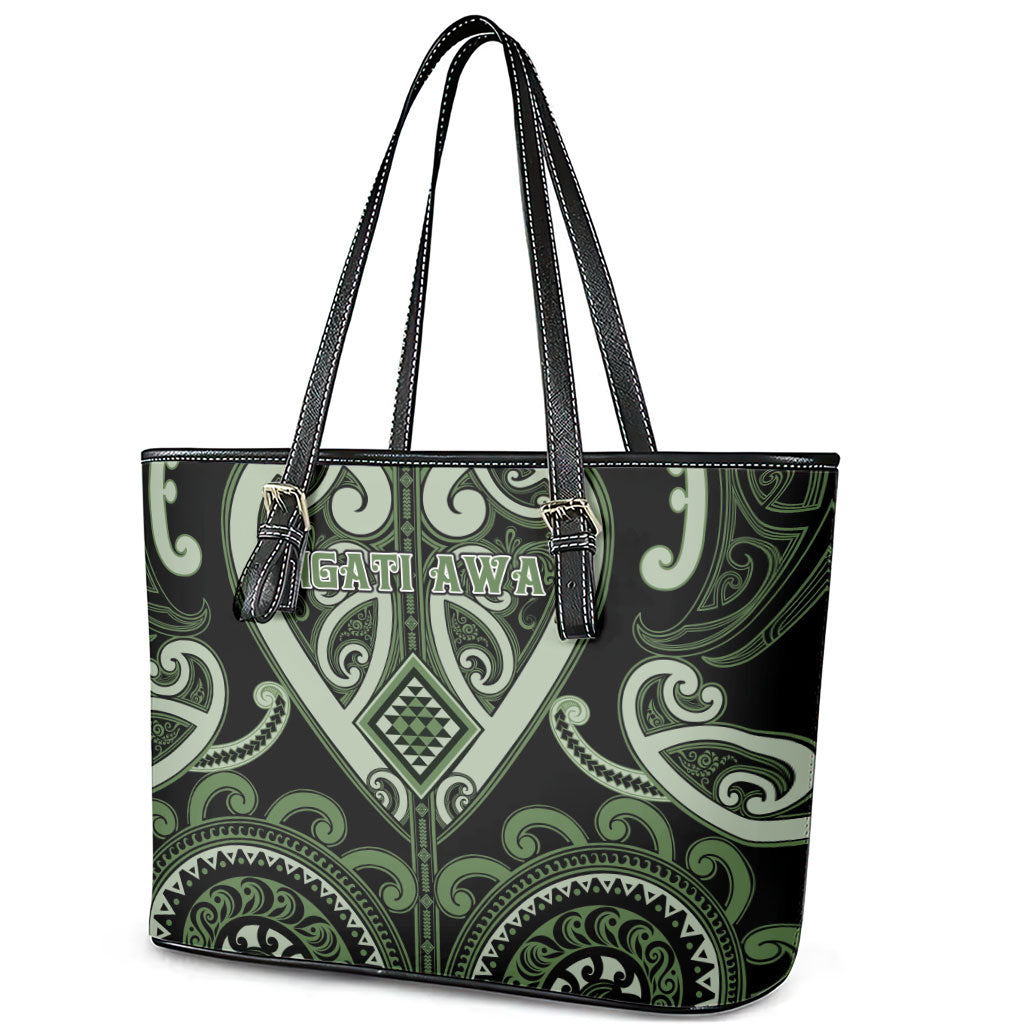 Aotearoa Ngati Awa Leather Tote Bag Maori Tribal Pattern LT05 - Polynesian Pride