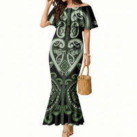Custom Aotearoa Ngati Awa Mermaid Dress Maori Tribal Pattern LT05 Women Green - Polynesian Pride