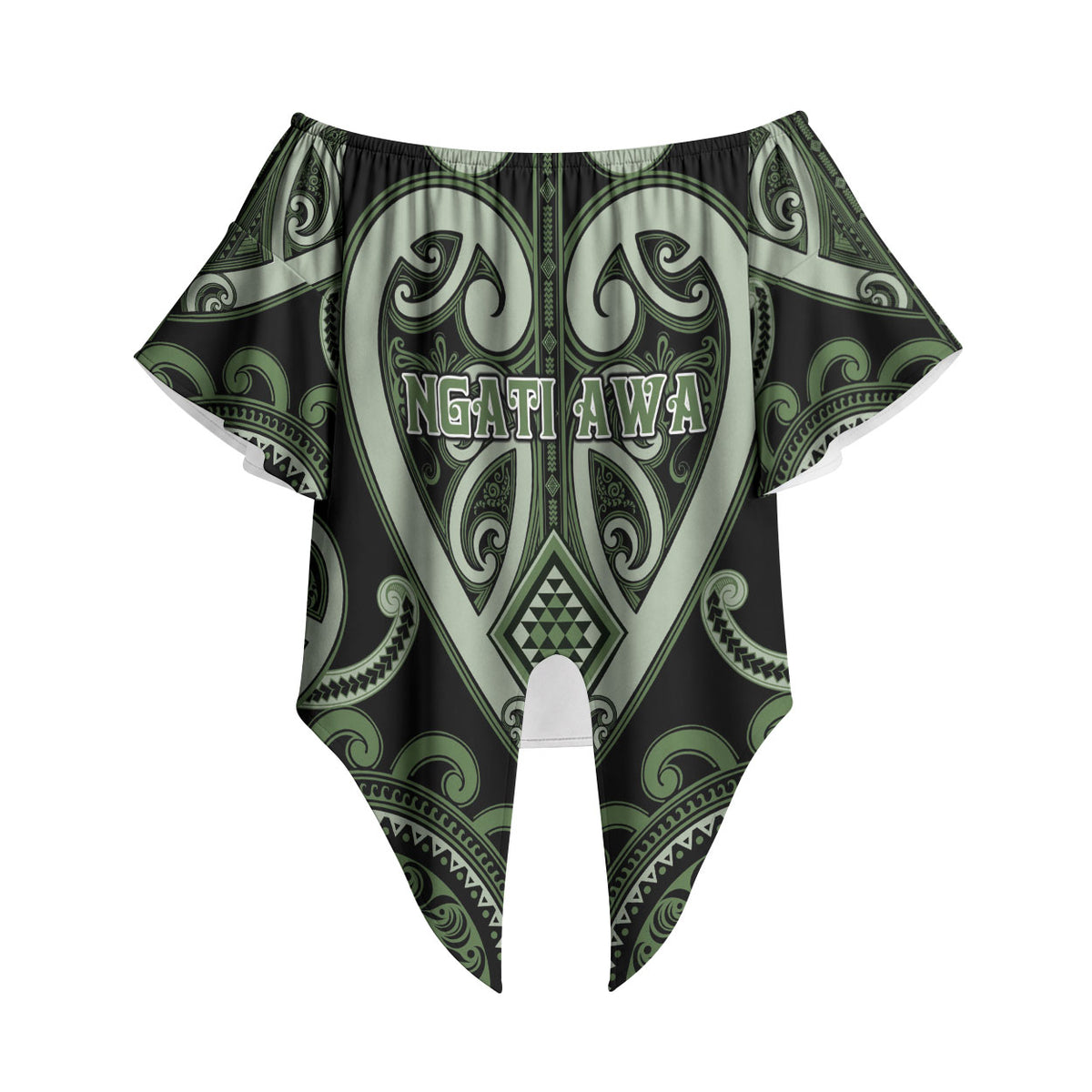 Custom Aotearoa Ngati Awa Off Shoulder Wrap Waist Top Maori Tribal Pattern LT05 - Polynesian Pride