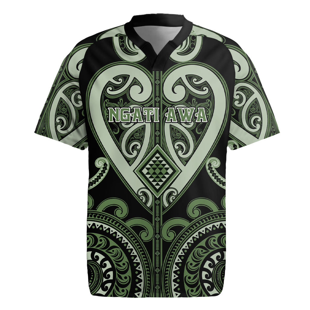 Custom Aotearoa Ngati Awa Rugby Jersey Maori Tribal Pattern LT05 Green - Polynesian Pride