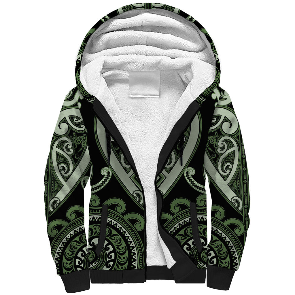 Custom Aotearoa Ngati Awa Sherpa Hoodie Maori Tribal Pattern LT05 Unisex Green - Polynesian Pride