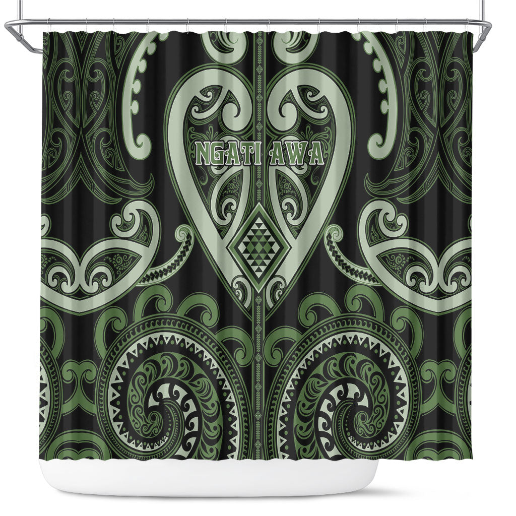 Aotearoa Ngati Awa Shower Curtain Maori Tribal Pattern LT05 Green - Polynesian Pride