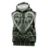 Custom Aotearoa Ngati Awa Sleeveless Hoodie Maori Tribal Pattern LT05 Green - Polynesian Pride