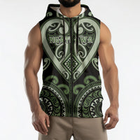 Custom Aotearoa Ngati Awa Sleeveless Zip Hoodie Maori Tribal Pattern LT05 - Polynesian Pride
