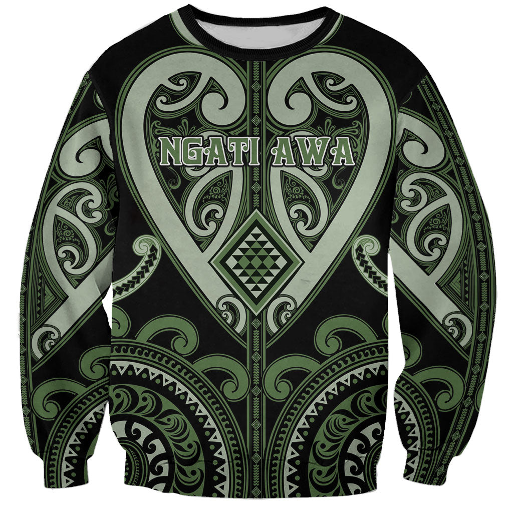 Custom Aotearoa Ngati Awa Sweatshirt Maori Tribal Pattern LT05 Unisex Green - Polynesian Pride