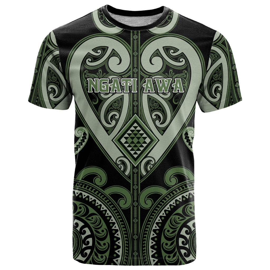 Custom Aotearoa Ngati Awa T Shirt Maori Tribal Pattern LT05 Green - Polynesian Pride