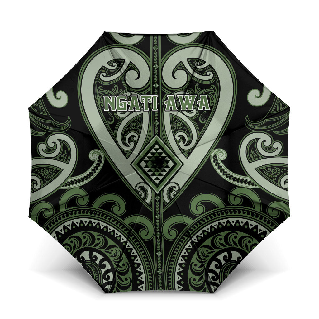 Aotearoa Ngati Awa Umbrella Maori Tribal Pattern LT05 One Size Folded 11.42 inch Opened Diameter 37.4 inch Green - Polynesian Pride