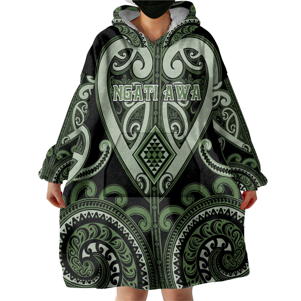 Custom Aotearoa Ngati Awa Wearable Blanket Hoodie Maori Tribal Pattern LT05 - Polynesian Pride