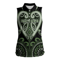 Custom Aotearoa Ngati Awa Women Sleeveless Polo Shirt Maori Tribal Pattern LT05 Female Green - Polynesian Pride