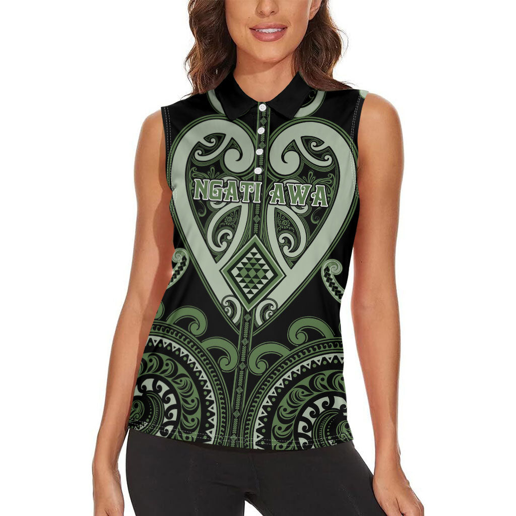 Custom Aotearoa Ngati Awa Women Sleeveless Polo Shirt Maori Tribal Pattern LT05 - Polynesian Pride