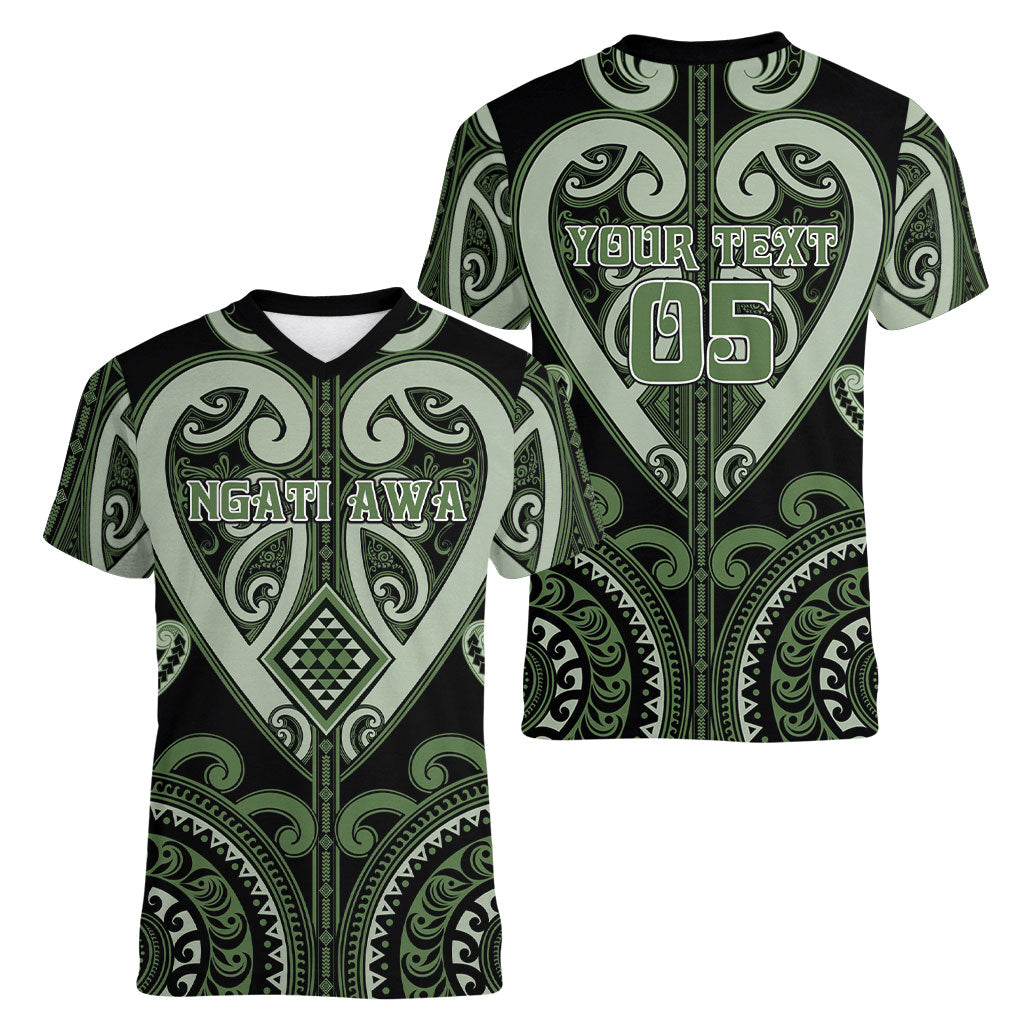 Custom Aotearoa Ngati Awa Women V-Neck T-Shirt Maori Tribal Pattern LT05 - Polynesian Pride