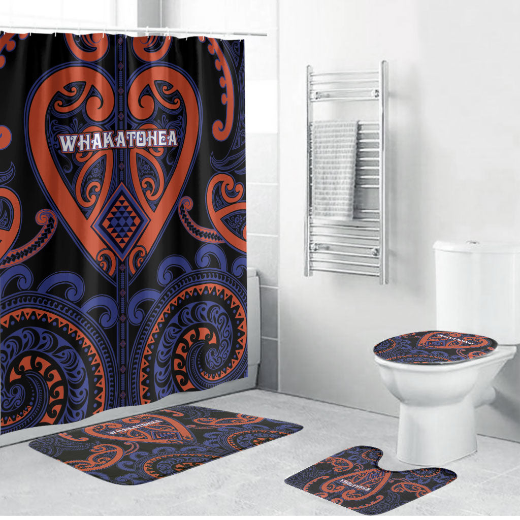 Aotearoa Whakatohea Bathroom Set Maori Tribal Pattern LT05 Bathroom Set (4 pcs) Navy - Polynesian Pride