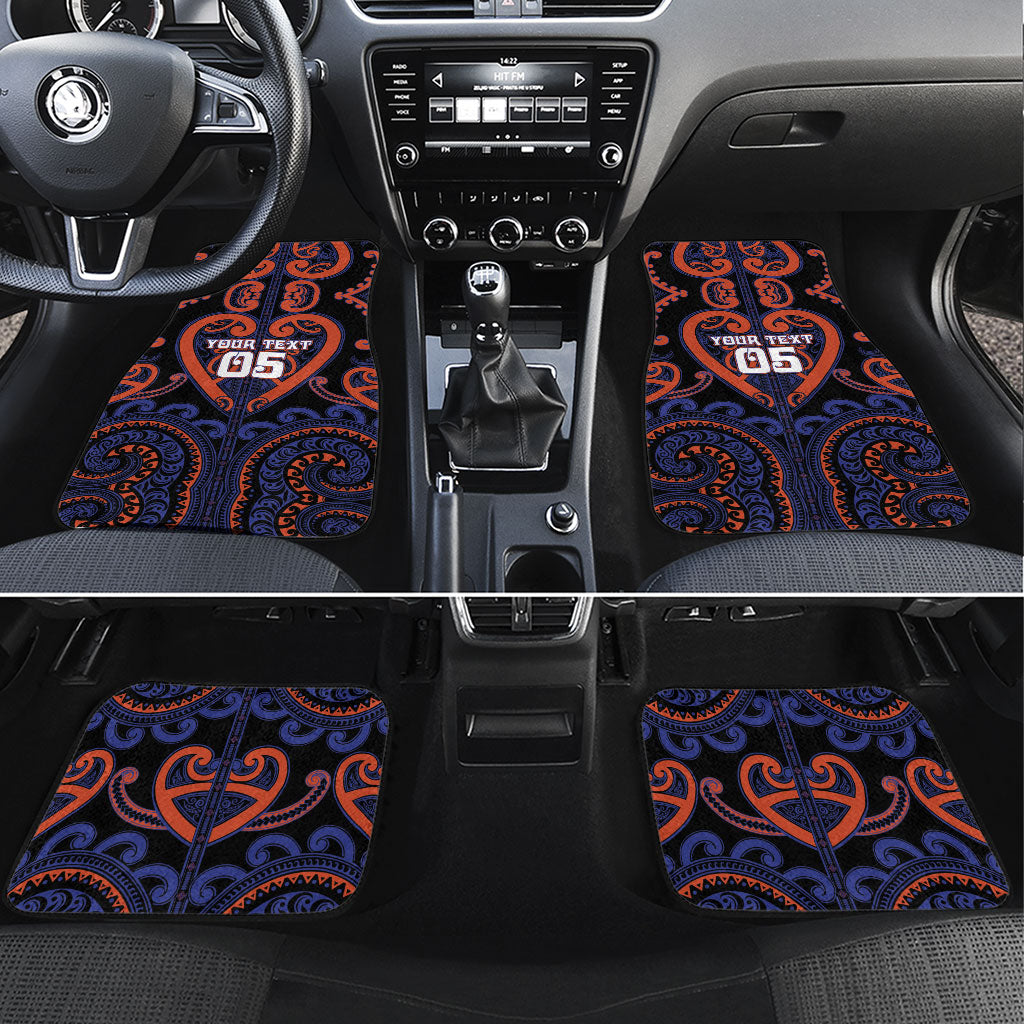 Custom Aotearoa Whakatohea Car Mats Maori Tribal Pattern LT05 Set 4pcs Navy - Polynesian Pride