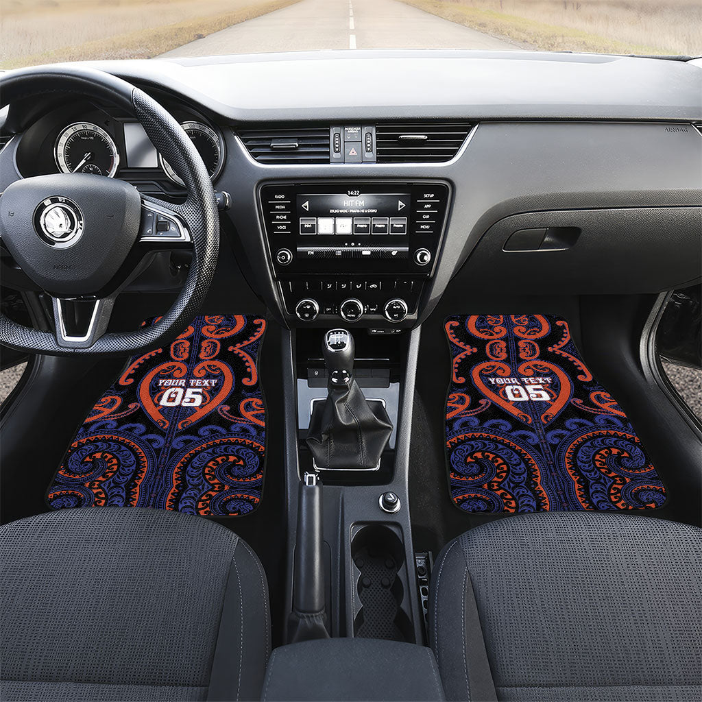 Custom Aotearoa Whakatohea Car Mats Maori Tribal Pattern LT05 Set 2pcs - Front Navy - Polynesian Pride