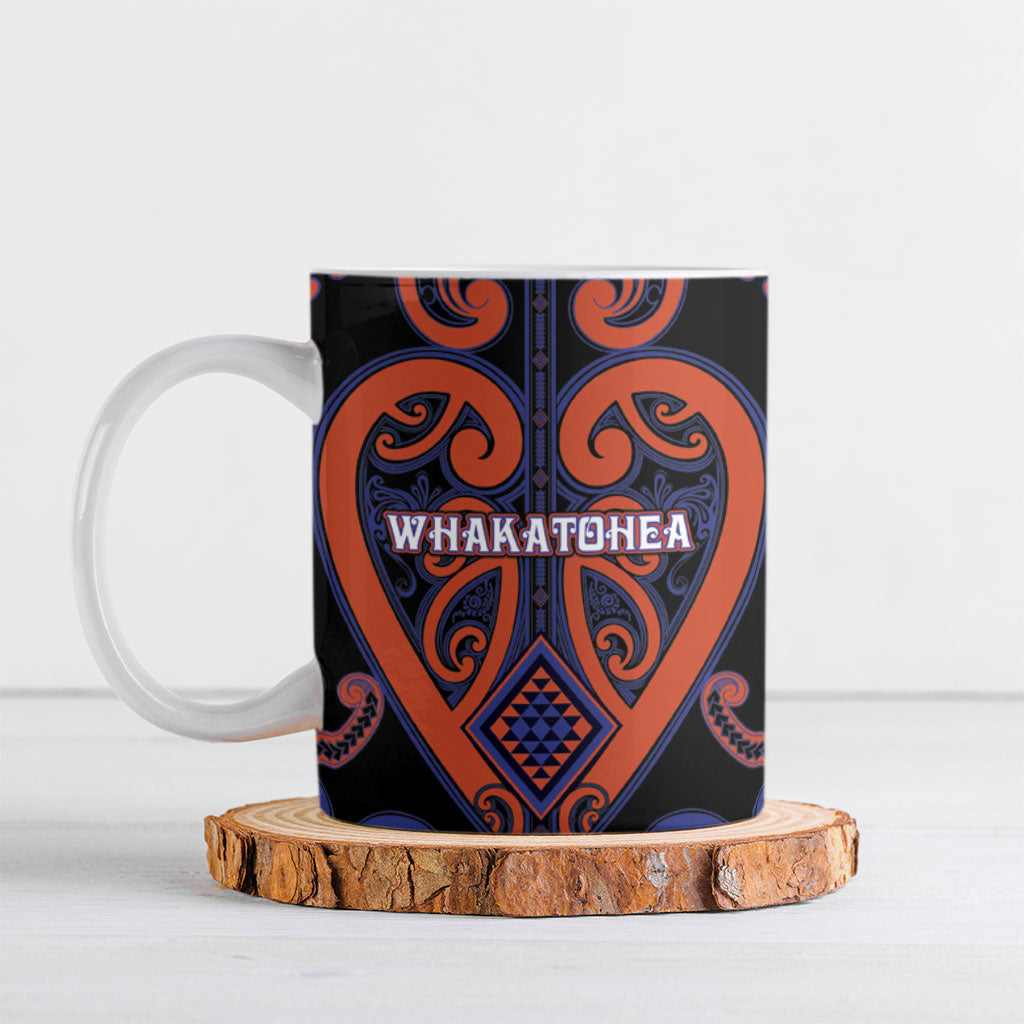 Custom Aotearoa Whakatohea Ceramic Mug Maori Tribal Pattern LT05 Navy - Polynesian Pride