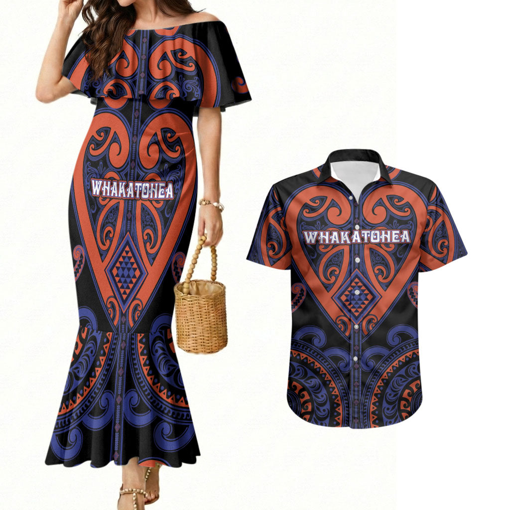 Custom Aotearoa Whakatohea Couples Matching Mermaid Dress and Hawaiian Shirt Maori Tribal Pattern