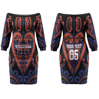 Custom Aotearoa Whakatohea Couples Matching Off The Shoulder Long Sleeve Dress and Hawaiian Shirt Maori Tribal Pattern LT05 - Polynesian Pride