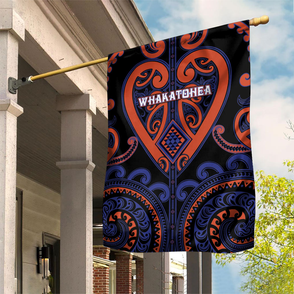 Aotearoa Whakatohea Garden Flag Maori Tribal Pattern LT05 House Flag Navy - Polynesian Pride