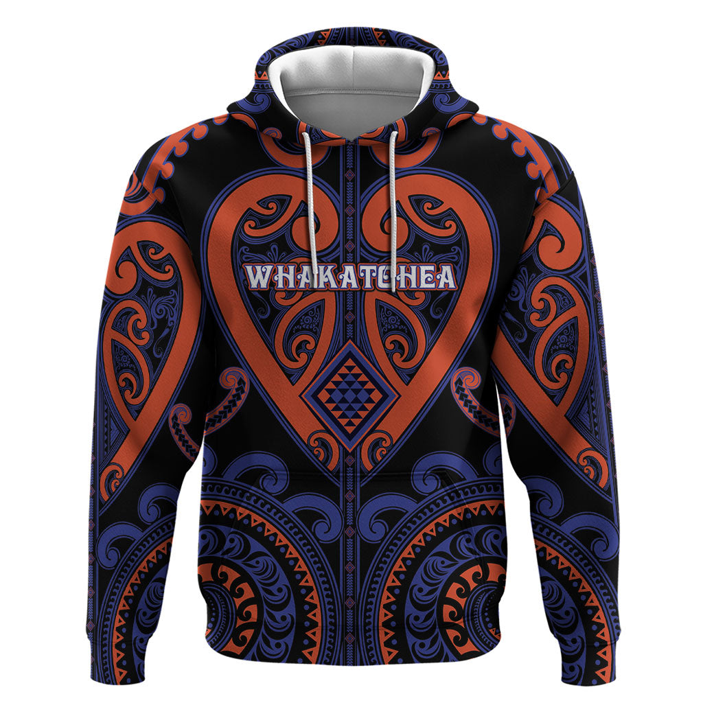 Custom Aotearoa Whakatohea Hoodie Maori Tribal Pattern LT05 Pullover Hoodie Navy - Polynesian Pride