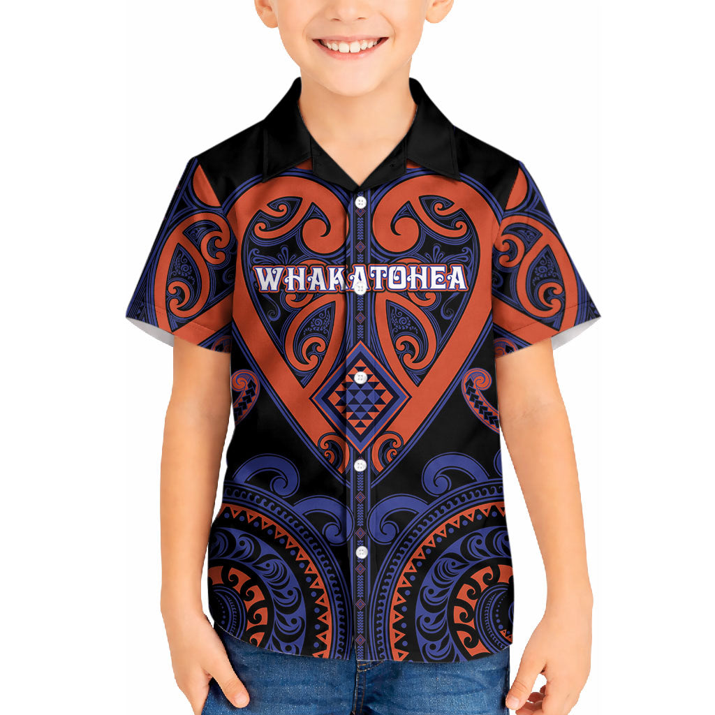 Custom Aotearoa Whakatohea Kid Hawaiian Shirt Maori Tribal Pattern LT05 Kid Navy - Polynesian Pride