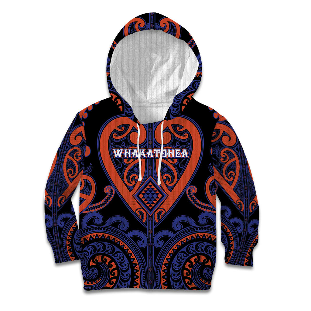Custom Aotearoa Whakatohea Kid Hoodie Maori Tribal Pattern LT05 Hoodie Navy - Polynesian Pride