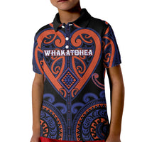Custom Aotearoa Whakatohea Kid Polo Shirt Maori Tribal Pattern LT05 Kid Navy - Polynesian Pride