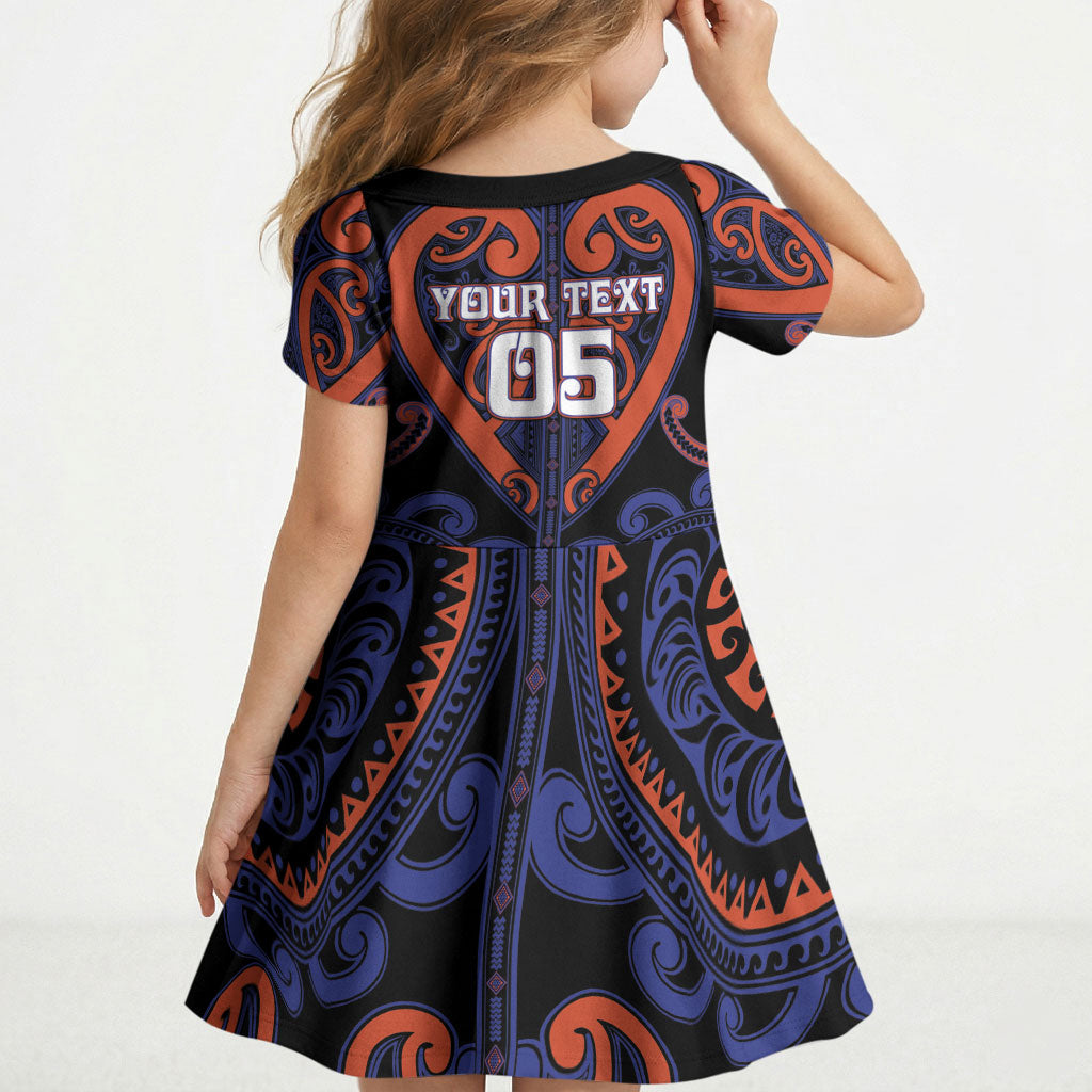 Custom Aotearoa Whakatohea Kid Short Sleeve Dress Maori Tribal Pattern LT05 - Polynesian Pride