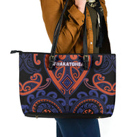 Aotearoa Whakatohea Leather Tote Bag Maori Tribal Pattern LT05 - Polynesian Pride