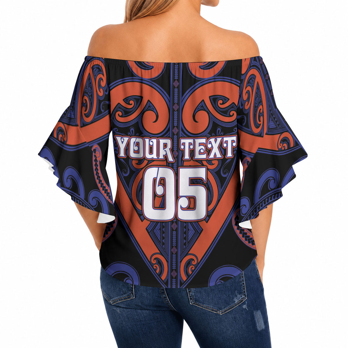 Custom Aotearoa Whakatohea Off Shoulder Wrap Waist Top Maori Tribal Pattern LT05 - Polynesian Pride