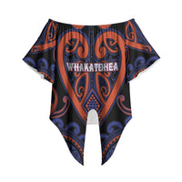 Custom Aotearoa Whakatohea Off Shoulder Wrap Waist Top Maori Tribal Pattern LT05 - Polynesian Pride